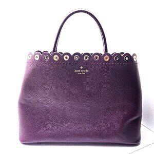 Kate Spade Paloma Road Janell Large pebbled Leather Satchel Deep Plum Riveted